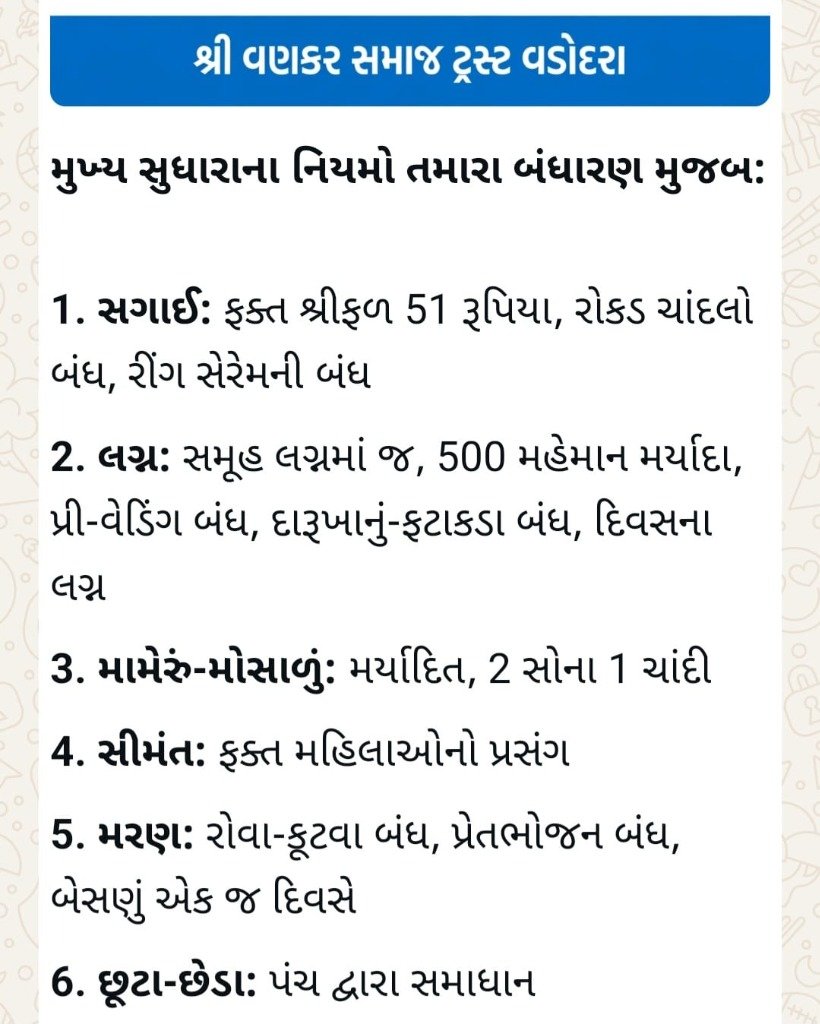 સમાજ સુધારાના નિયમો પત્રિકા
